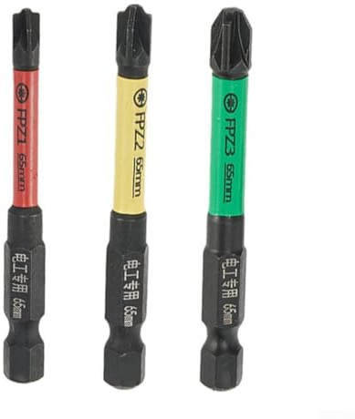 ZWEquipint Magnetische Spezial-Kreuz-Schraubendreher-Bits für Elektriker, 65 mm, FPZ1, FPZ2, FPZ3, spezielle Schlitz-Kreuz-Bits, legierter Stahl, 3 Stück