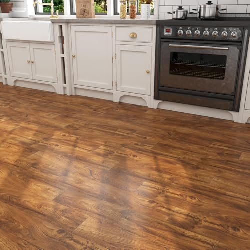 Decotalk 90 x 15 cm 17 stycken trämönster vinylgolv självhäftande brun PVC golvbeläggning vattentät halkfria golvplattor klistermärken för kök badrum sovrum