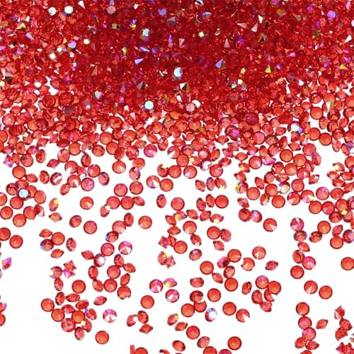 M METERXITY 3600-Pack Acrylic Diamonds, 0.12 Inch/3mm Wedding Table Scatter Confetti Crystals for Vase Fillers/Art Craft, Acrylic Diamonds Gems [Red AB]