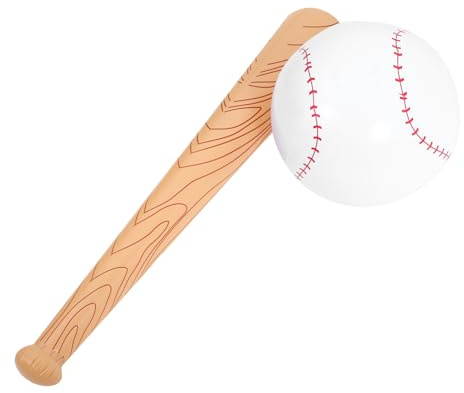 Toyvian Inflatable Baseball Bat Set 31.50 Inch Portable Bat Toy with Decorative Wood Grain Design for Kids Outdoor Sports Party Cheer and Training