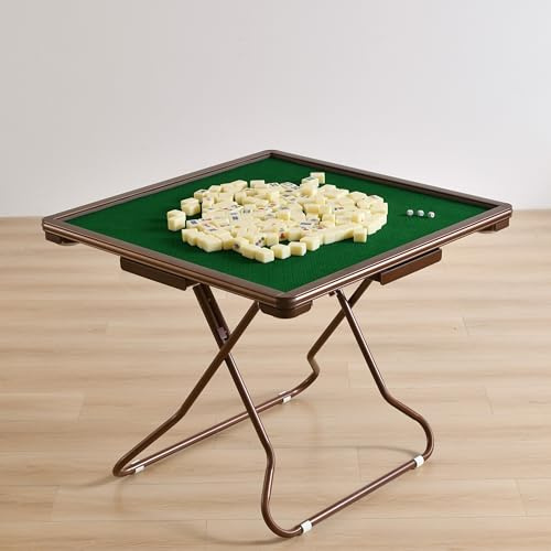 Mesa Mahjong,Plegable - 4 Jugadores Majiang Poker Blackjack Juego de Portátil Dominó Portavasos Bandejas
