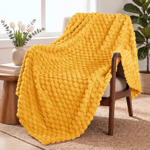 Exclusivo Mezcla Kuscheldecke Flauschig 130 x 170 cm Fleecedecke Senfgelb