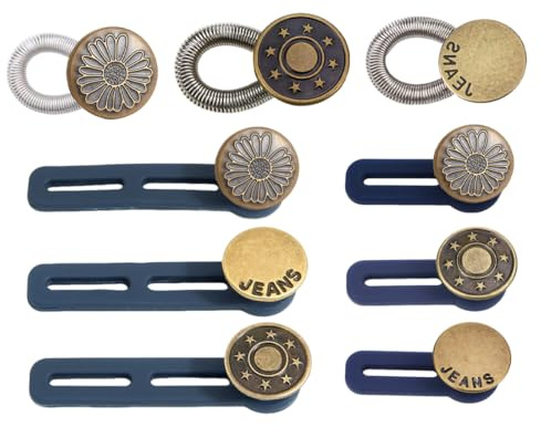 AVUELOI Spille estensione vita jeans,9 pezzi,regolabile,pantaloni,uomo donna,gravidanza,estensione pantaloni,accessori abbigliamento,jeans regolabile