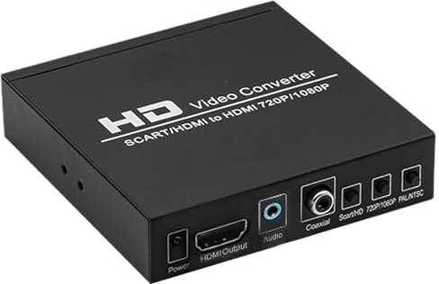 Mcbazel SCART und HDMI zu HDMI Konverter, 720P/1080P, Kompatibel mit PAL/NTSC/SECAM Video-Audio-Konverter für DVD, Konsolen, Set-Top Box, Digitaler Coaxial- oder Stereo-Audio