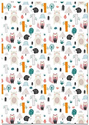 Panorama Papier Peint Meuble Àutocollant Animaux de la Forêt 66x100 cm Imprimé sur Vinyle Textile - Installation Facile, Lavable et Résistant