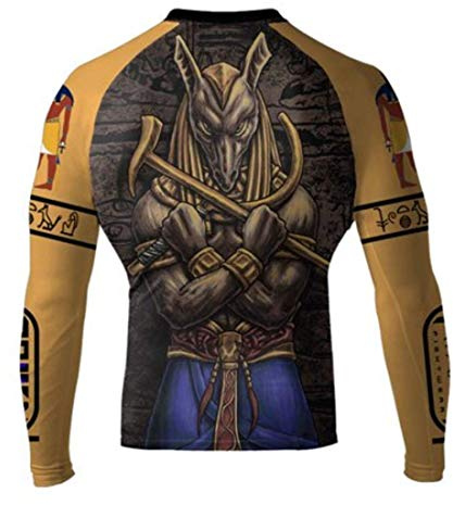 Raven Fightwear Long Sleeve Rash Guard Gods of Egypt Seth Men's -L Camisa de Compresión Manga Larga Hombre Artes Marciales BJJ Fitness Grappling No Gi