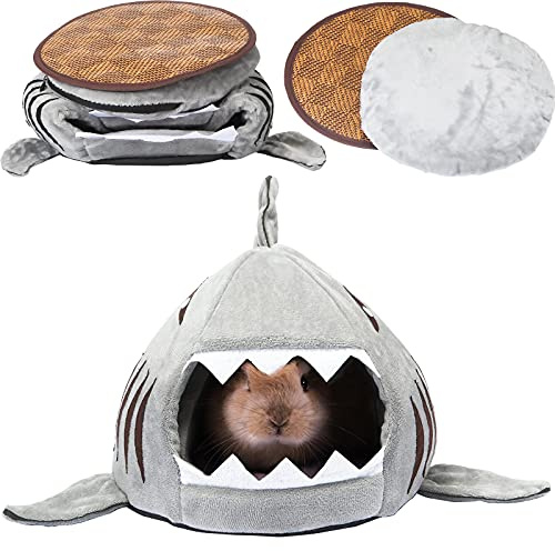 Jetec Shark Guinea Pig Bed Hideout Guinea Pig Animals Bed House Warm Small Hamster Nest Sleeping Mat Cushions Dutch Hamster Hedgehog Rat Chinchilla(Gray)