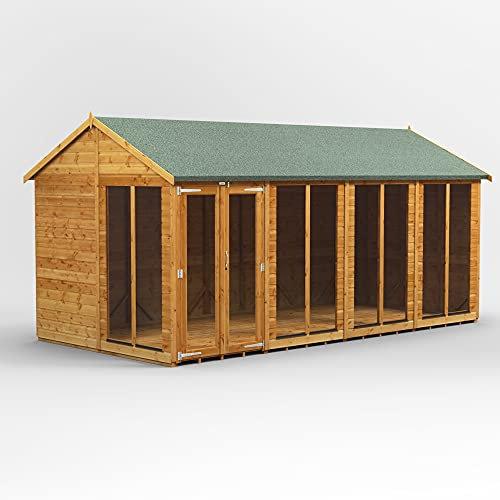 Powersheds High Grade Premium Apex Summer House Wooden Shed with Security Features, PVC Window Sills, Door & Window Flexibility, made from Extra Thick Timber