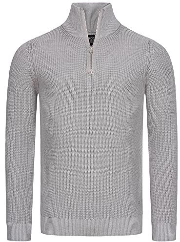 Indicode Herren Mayer Pullover aus 100% Baumwolle | Herrenpulli Strickpullover für Männer Lt Grey Mix, S