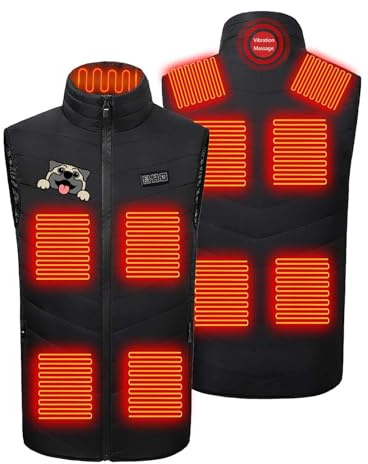 Yolimok Gilet Chauffante Hiver Chaud Homme Femme, Veste Chauffante Femme Sans Manche Massage de La Nuque,LéGer Doudoune Chauffante Avec 11 Zones de Chaleur 3 TempéRatures Pour Hiver Moto Chasse