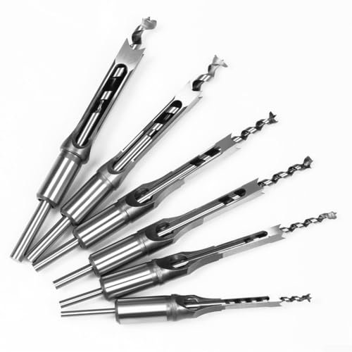 6Pcs Square Auger Mortising Chisel Drill Auger Mortise Drill Bit Set, Mortising Chisel Woodworking Tool Diy Woodworking Tools(6PCS)