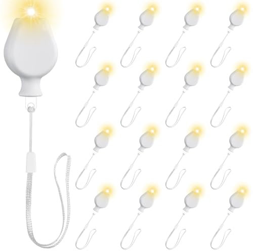 ZWOOS 16 Stück Lampion Lichter Batterie, Ballonlichter Mini, Pompons Deko, Hochzeitsdeko Lampions LED, Gartenparty Beleuchtung, Laternenlicht, Warmweiß