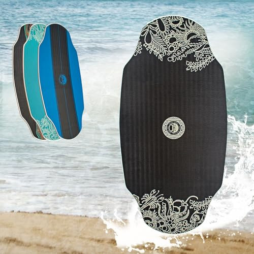JUCKER HAWAII Skimboard HPL AKA Black Pro - Profi Skimboard mit doppelseitiger HPL Beschichtung und Eva Anti-Rutsch Schicht, High-End Skimboard - Ultra schnell, langlebig und bis 115 kg belastbar