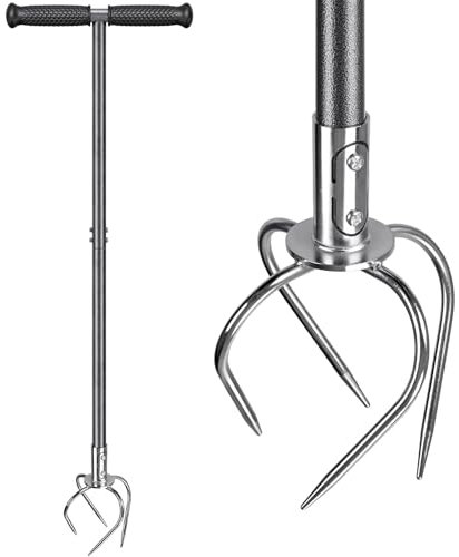 BeneLabel Motoculteur Manuel, Cultivateur de Sol de Jardin Aérateur d'herbe à Gazon Outil de Scarification de Désherbage Robuste 100cm Longue Poignée avec 4 Griffes pour Bac à Plantes et Parterre