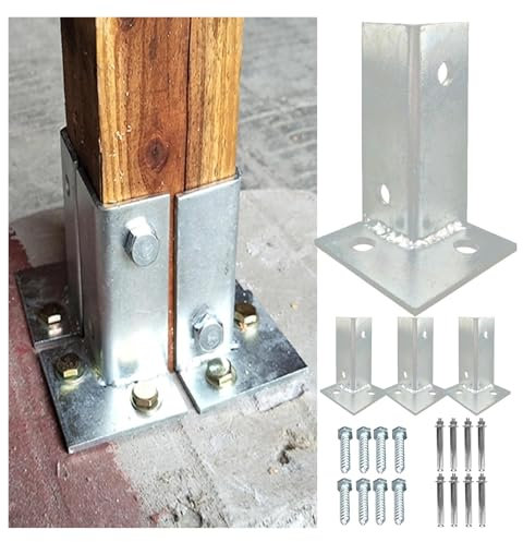 Stolpeförankringsbas, däckstolpsbas, pergolastolpebas, kraftiga stolpeankare trästolpsstödbas, for 2,8 tum x 2,8 tum trä, pergola, lusthus, däck, räckessats hårdvara (Färg:(4 Pcs)