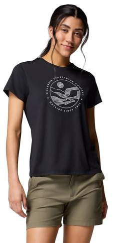 Columbia Sloan Ridge Graphic SS Tee, Tecnologia Omni-Wick, Gestione dell'umidità, Design pronto per l'avventura, Tessuto sostenibile - da donna