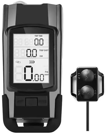 PAGJHRFJG Luce per Bicicletta Lampada per Bicicletta Computer per Bicicletta 120DB Clacson per Bici Campanelli Torcia Anteriore -Road Tachimetro per Bici Nero