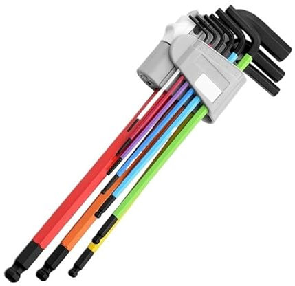 CHENJIAHAO Werkzeug Allen Key Set L Wrench Kit for Allen Schraube 9PCS Lange Arm Hex Key Set Hexagon Spanner Hand Werkzeuge for Fahrrad Reparatur SchraubenschlüSsel Set(Extra-Long Ball head-01)