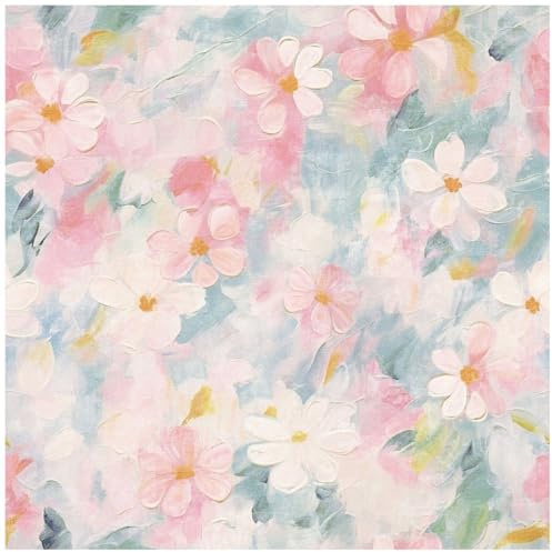YöL Pastel Oil Paint Floral - Colourful Blossoms Botanical - Versatile Contemporary Sophisticated - Feature Statement Wall - Bedroom Dining Room Nursery - Washable Paste The Paper Wallpaper