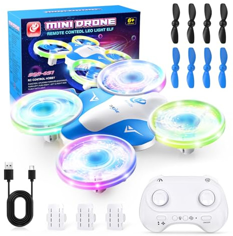 Korffe Mini Dron Para Niños De 6, 7, 8, 9 Y 10 Años, Avión Teledirigido De Juguete Para Niños Y Principiantes Con Luces Led, Ideal Para Interiores Y Exteriores, Ideal Como Regalo Para Y Niñas