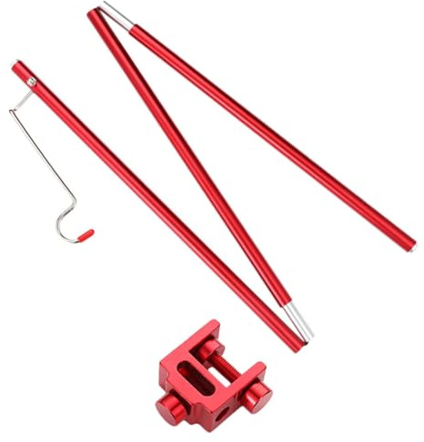 JOINPAYA Supporto Lampada Pieghevole in Lega di Alluminio Portatile per Campeggio e Picnic Palo della Lampada Compatto Rosso Chiusura Regolabile Accessorio Resistente per Illuminazione