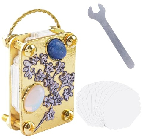 WANDIC 1 mini presse à fleurs myosotis en métal, outil de pressage de plantes de qualité supérieure avec 20 feuilles de papier et clé pour loisirs créatifs de fleurs séchées