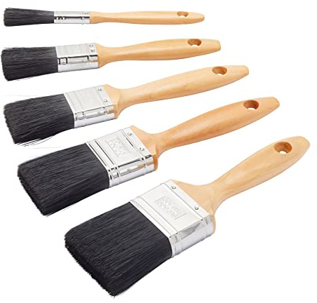 Fit For The Job Juego de brochas de Pintura Profesional de 5 Piezas para un Acabado Suave con Pinturas en emulsión, Brillantes y satinadas en Paredes, techos, Muebles, Madera y Metal