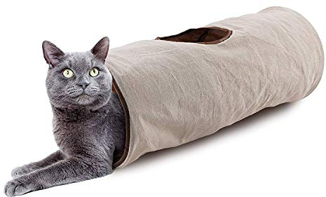 ALL FOR PAWS 24.8 Inches Cat Tunnel for Indoor Cats, Collapsible Crinkle Play Tunnel Tube with Peek Hole and 1 Play Ball for Small Cats, Kittens, Rabbits, Ferrets, Classic Comfort