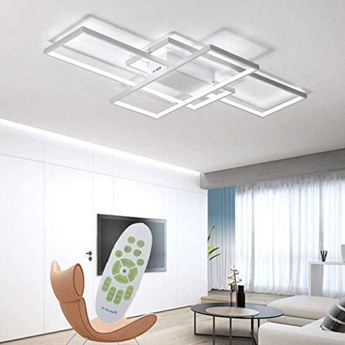 Jsz Lámpara De Techo Rectangular LED Regulable Con Control Remoto Plafon Cuadrada Moderna Lámpara De Pared Para Sala De Estar Lámpara De Araña Para Dormitorio Lámpara Colgante De Cocina,Blanco,80cm