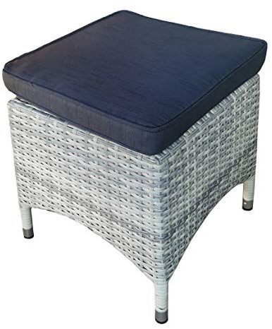Mandalika Garden Polyrattan Stapelhocker - Beistelltisch Monaco Ice White, inkl. Auflage