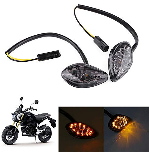 Akozon 1 Pair Motorcycle Amber LED Turn Light Kit, Eye Shape Flush Front Rear Turn Light Assembly grom turn grom indicators motorcycle turn led grom grom turn