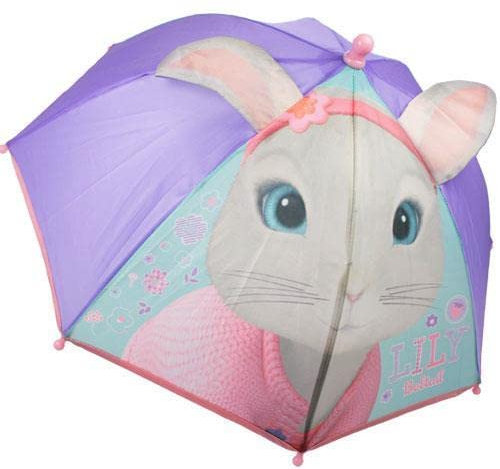 Peter Rabbit Lily Bobtail Girls Rain 3D Ears Umbrella School Panel Brolly Gift