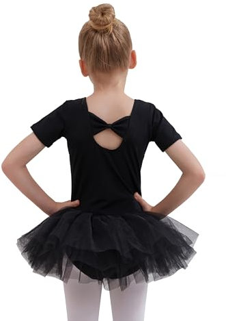Tancefair Ballettbekleidung Mädchen Ballettkleid Kinder Balletttrikot Kurzarm Ballettanzug Tanzkleid Tanzbody mit Rock Tütü