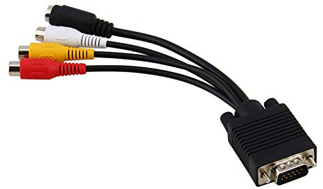 Sanpyl VGA SVGA to S Video 3 TV AV Converter Cable Adapter, Standard Sub D VGA Input, Connector: D Sub 15 pin to S Video 4 pin and Jack