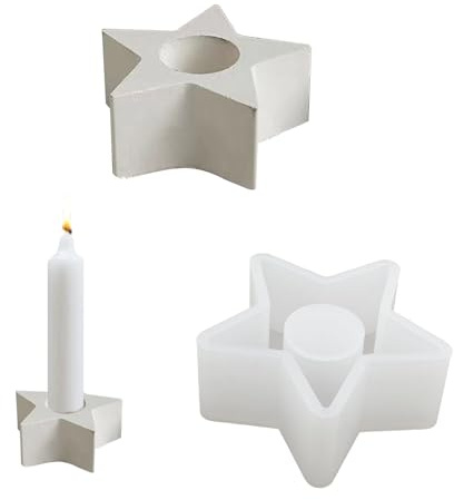 Feliciay Silikon Kerzenhalter DIY Kerzenformen Rund Harz Epoxy Form Form Kerzenhalter Stabkerzenhalter Silikonform für Kerzenhalter Home Decor Zement Kerzenhalter Kerzenhalter (fünf Sterne)