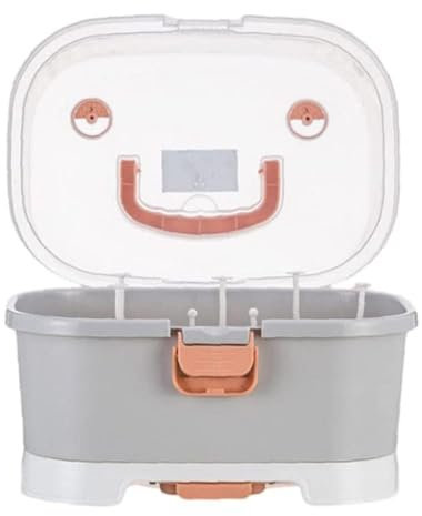 JTBDWOSK Babyflaschen-Trockenständer mit Abdeckung Stillflaschen-Aufbewahrungsbox Baby-Geschirr-Organizer für Outdoor-Reisen zu Hause,Grau