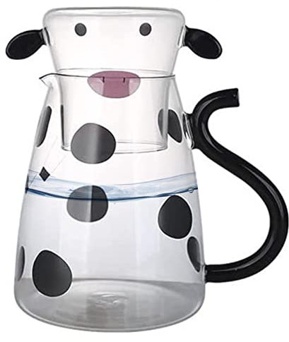 felea Bouteille d'eau en verre transparent avec gobelet, carafe à eau, carafe à eau, carafe à eau, carafe et tasse de nuit, pour chambre de réfrigérateur