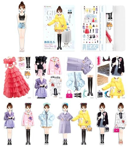 Anziehpuppen Magnetisch, Papierpuppen Zum Anziehen, Magnetic Dress Up Doll, Llenspiel-Kostü -Anziehpuppen Kreative Mode Dress Up Papier Puppe Magnet Outfit Für Kindertag Weihnachten