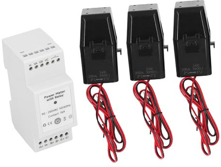 Contatore di Energia Intelligente con 3 Trasformatori di Corrente 200 A Misuratore di Potenza Trifase A 4 Fili Monitoraggio dell'elettricità WiFi Monitoraggio del Consumo