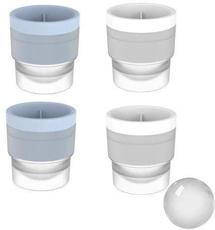 4pcsbarware Ice Ball Mould, Ice Ball Mould, Round Ice Cube Moulds, Freezer Stackable Iceball Moulds, Easy-Release Freezer Ice Sphere Maker, Round Ice Cube Moulds for Whisky, Cocktails & Soft Drinks