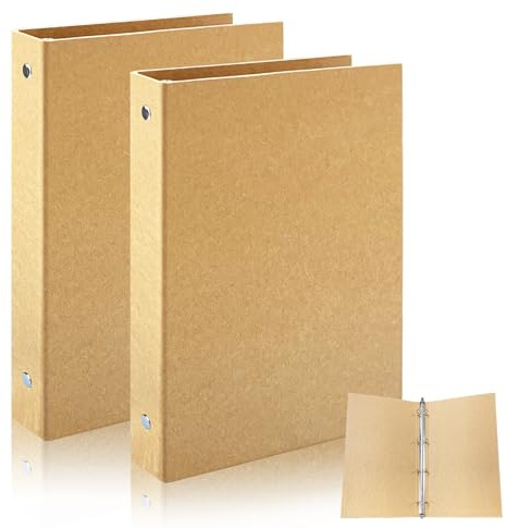 Jiaoshou Pan 2 Pezzi Raccoglitore ad Anelli A4, Raccoglitore 4 Anelli, Raccoglitori Carta Kraft per Fogli Perforati, Ideale per Archiviazione Documenti in Ufficio e a Scuola (A4)