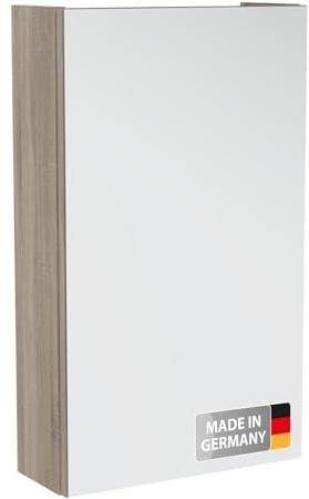 Fackelmann Easy Spiegelschrank in Hellbraun – 40 cm Breite, Dekor Sonoma Eiche, 1 Einlegeboden, Natürliches Design und praktischer Stauraum – Made in Germany