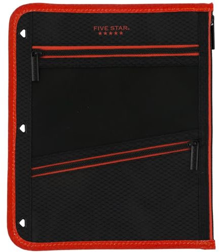 Five Star Pencil Pouch, Pen Case, 3-Pocket Zipper Pouch, Fits 3-Ring Binder, Random Color Shipped, 1 Count (50642)