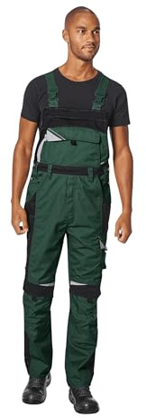 pka elastische Arbeitslatzhose für Herren BESTWORK - Allrounder für Bau, Handwerk, Industrie & Heimwerker in Grün/Schwarz Größe 62