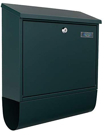 Profirst Mail PM 330 Briefkastenset Stahlblech Grün Zylinderschloss mit 2 Schlüssel Namensschildhalter Zeitungsbox Wandbriefkasten einseitiger Einwurf Schutzklappe inkl. Befestigungsmaterial