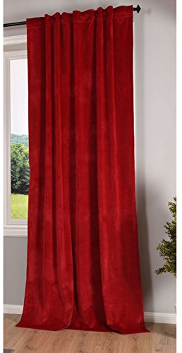 Gardinenbox Milano 20357 - Tenda oscurante in velluto, con passanti e passante per tunnel, accorciabile, colore rosso, 1 pezzo, altezza x larghezza 280 x 135 cm, 20357