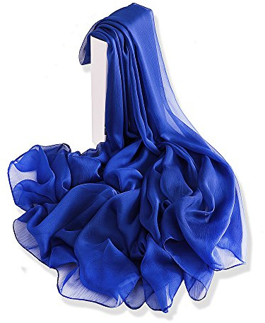 YFZYT Pañuelo de seda Mujer Mantón Bufanda Moda Chals Señoras Elegante Color de Degradado Estolas Fular para Fiesta, Playa, Uso Diario - Azul Real