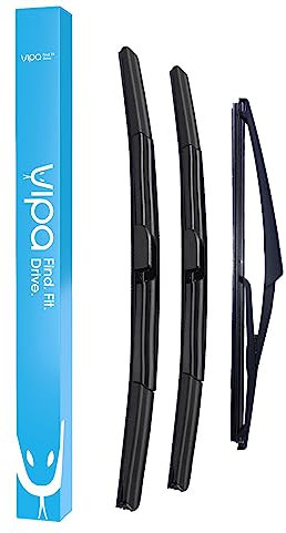Vipa Car Parts Premium Wiper Blade Set | fits: NISSAN QASHQAI SUV (Nov 2013 to Jun 2021) | All-Weather Performance | Durable, Streak-Free Windshield Wipers | Easy Installation
