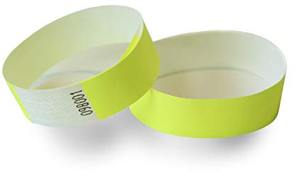 MP - Tyvek Pulseras 500 unidades para Eventos, Color Amarillo