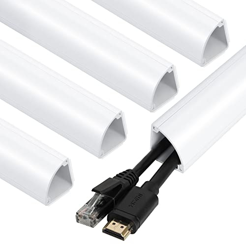 ZhiYo 85in Corner Cable Hider for 3-5 Cords, Wall & Floor Cord Hider White